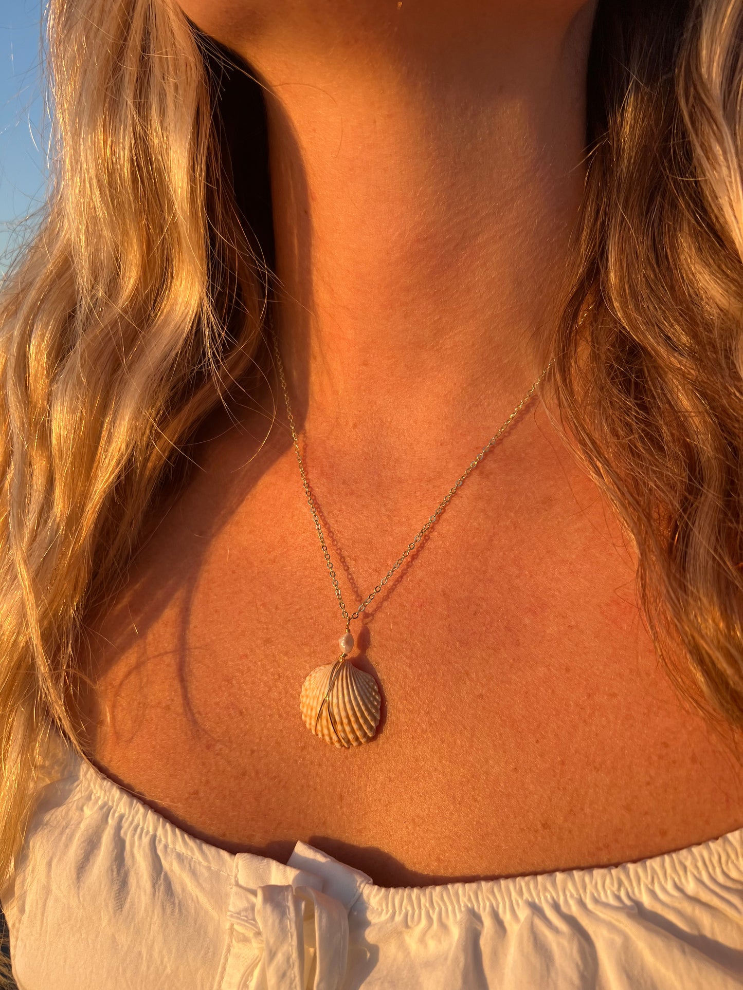 Calico Scallop Pendant Necklace